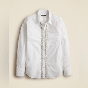 J.Crew Women’s Embellished Garçon shirt with tulle in cotton poplin